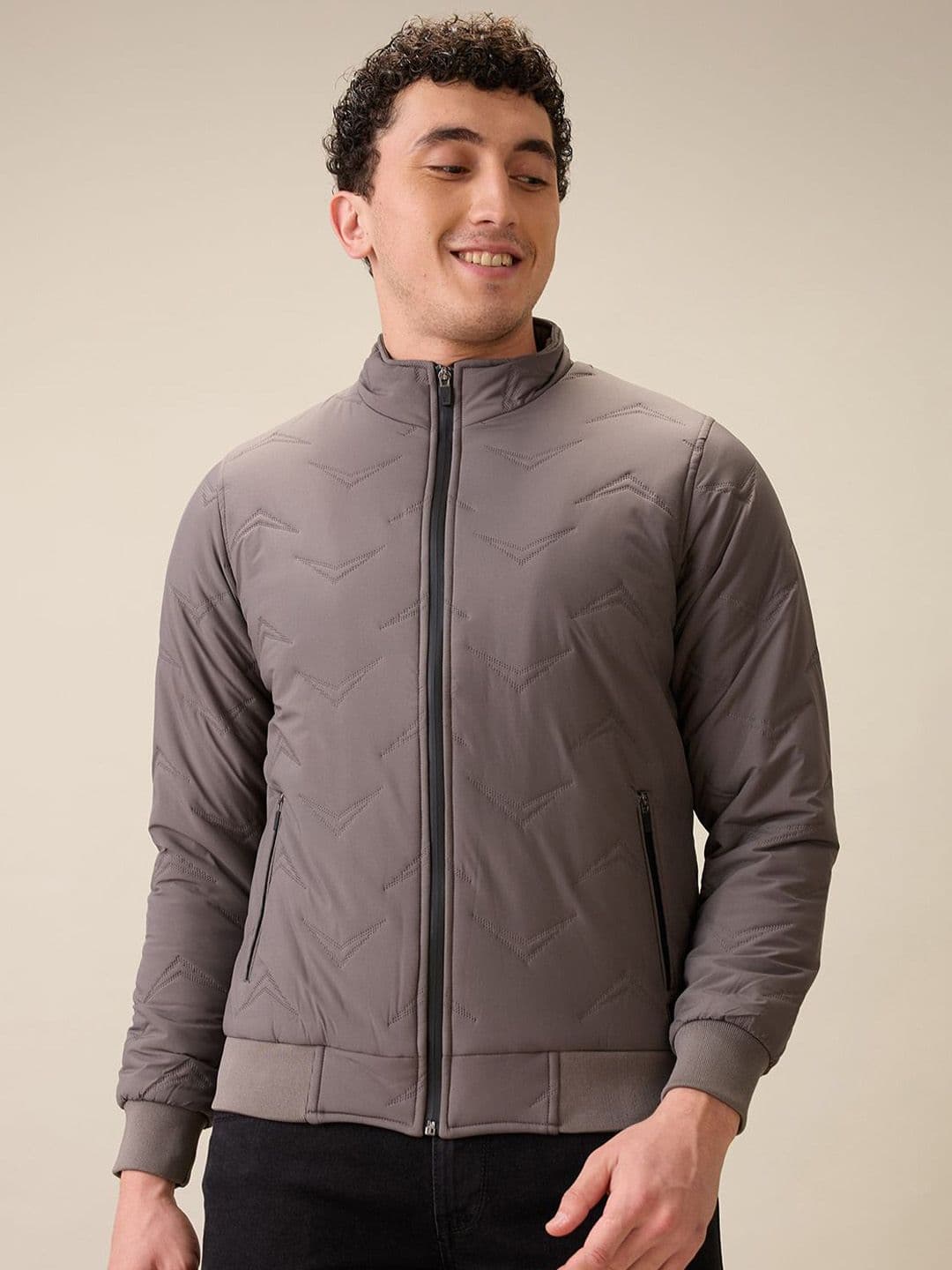 Parx Men Mock Collar Solid Bomber Jacket - view 1