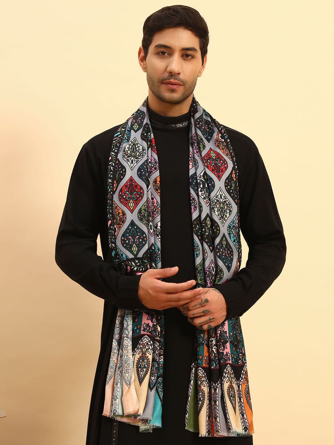 Pashmoda Men Ethnic Motifs Printed Stole - view 1