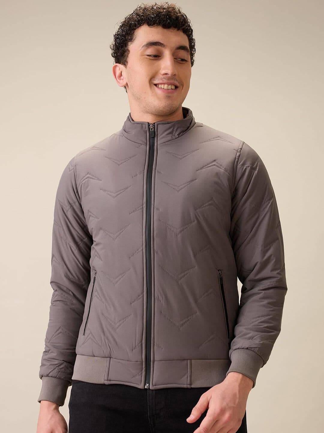 Parx Men Mock Collar Solid Bomber Jacket - view 1