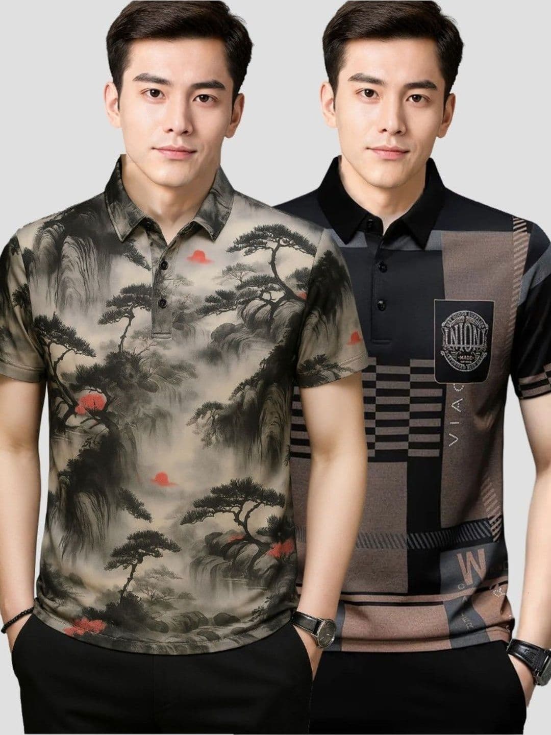 zebu Pack Of 2 Graphic Printed Polo Collar T-Shirts - view 1