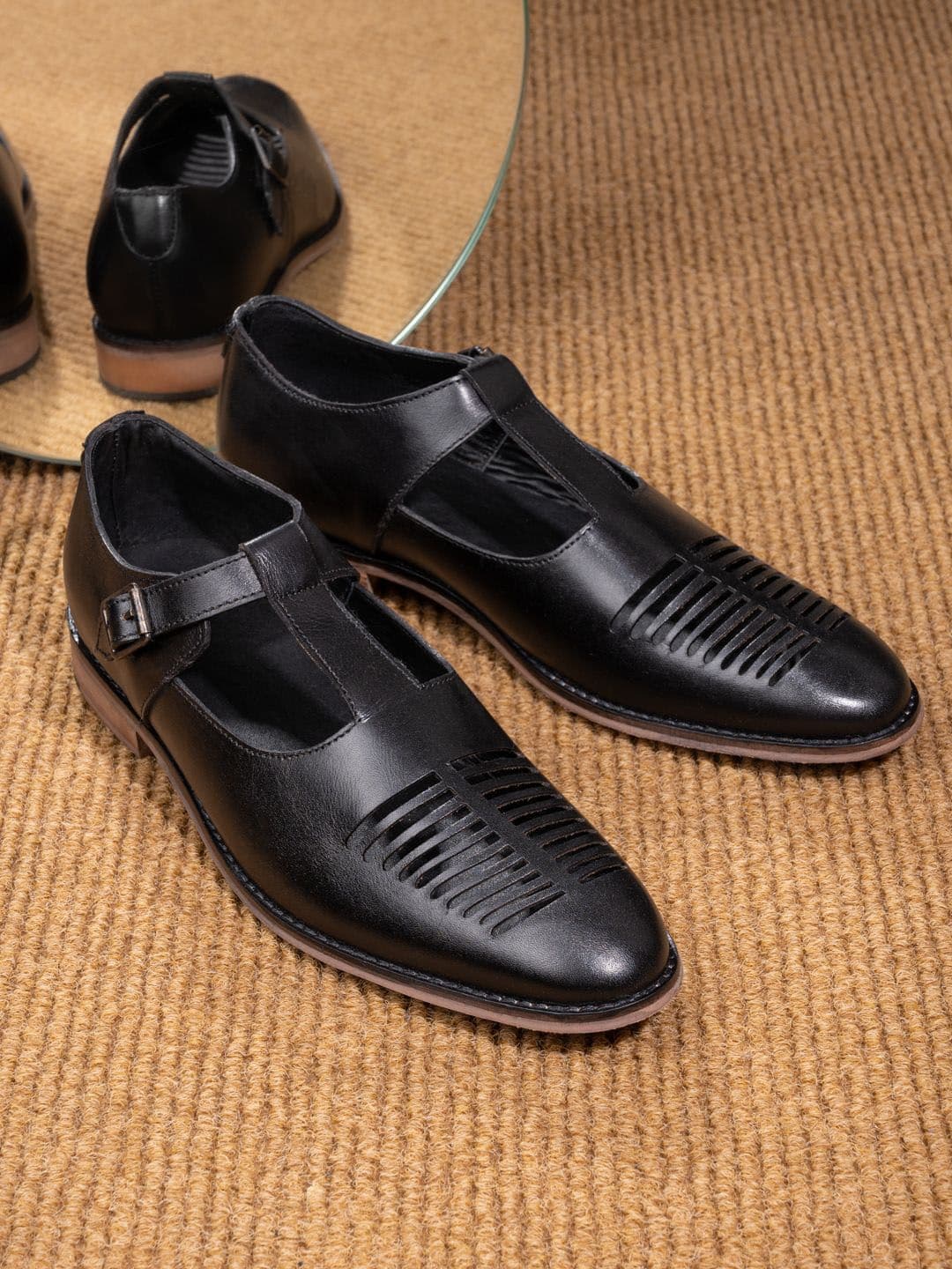 House of Pataudi Men Leather Shoe-Style Sandals with Buckle - view 1
