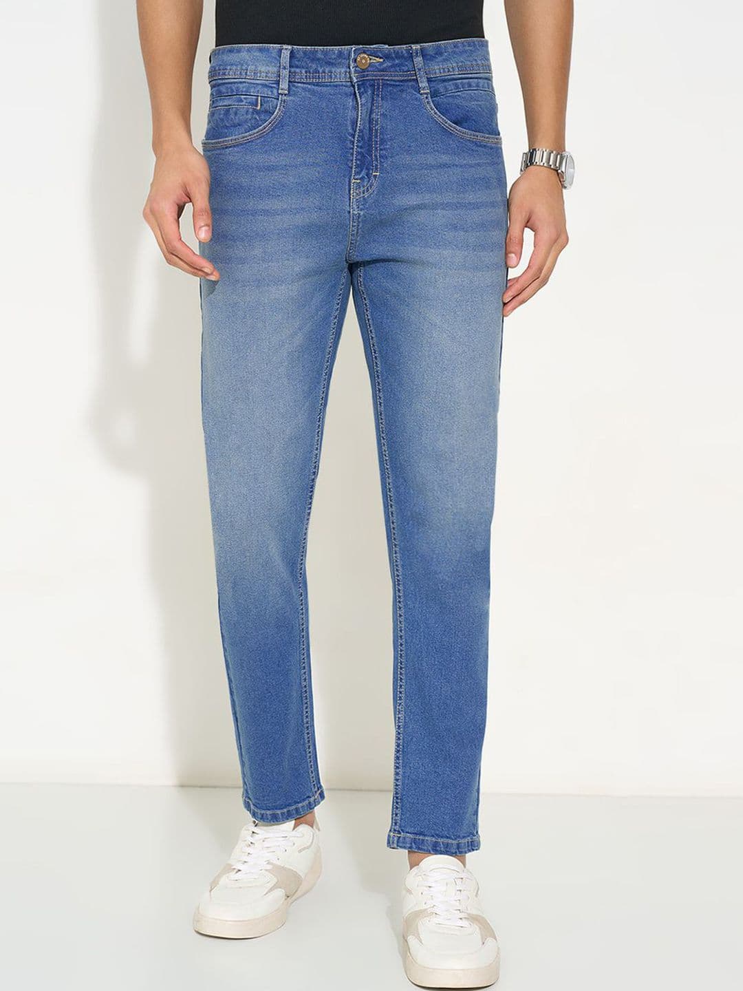 SF JEANS by Pantaloons Men Slim Fit Mid-Rise Light Fade Whiskers and Chevrons Jeans - view 1