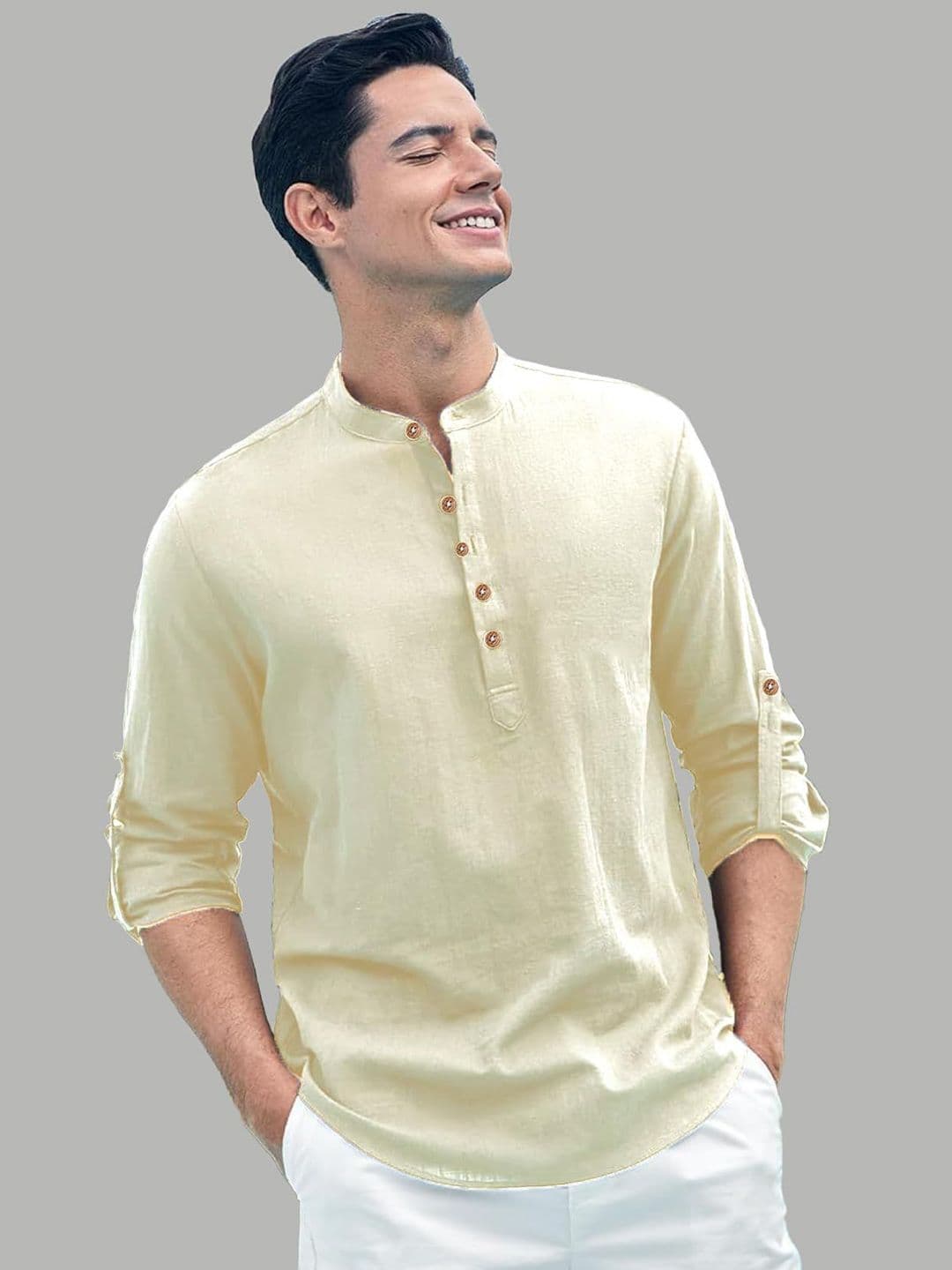 TrendiVastra Mandarin Collar A-Line Cotton Kurta - view 1
