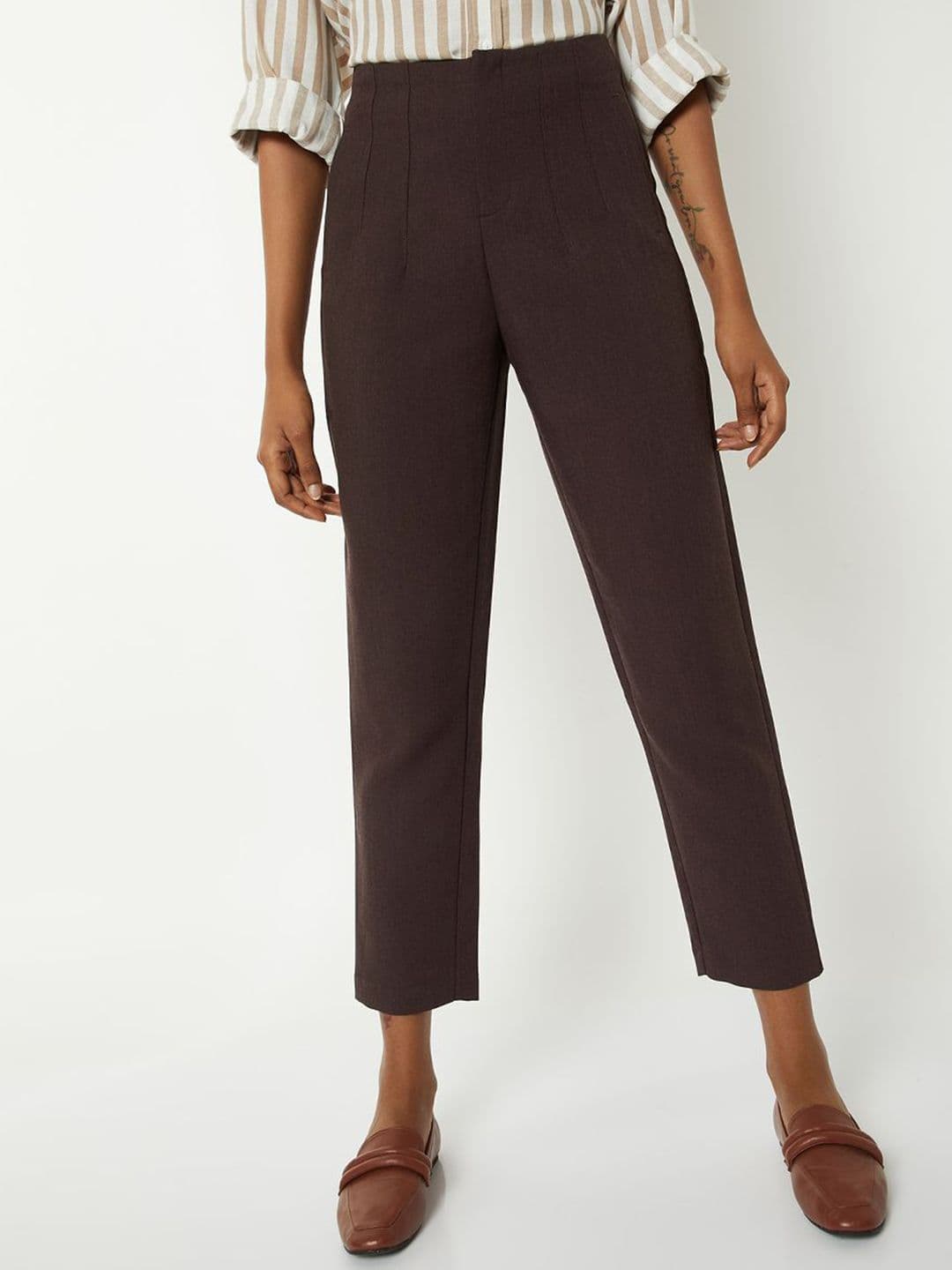 max Women Slim Fit Cropped Pleated Trousers - view 1