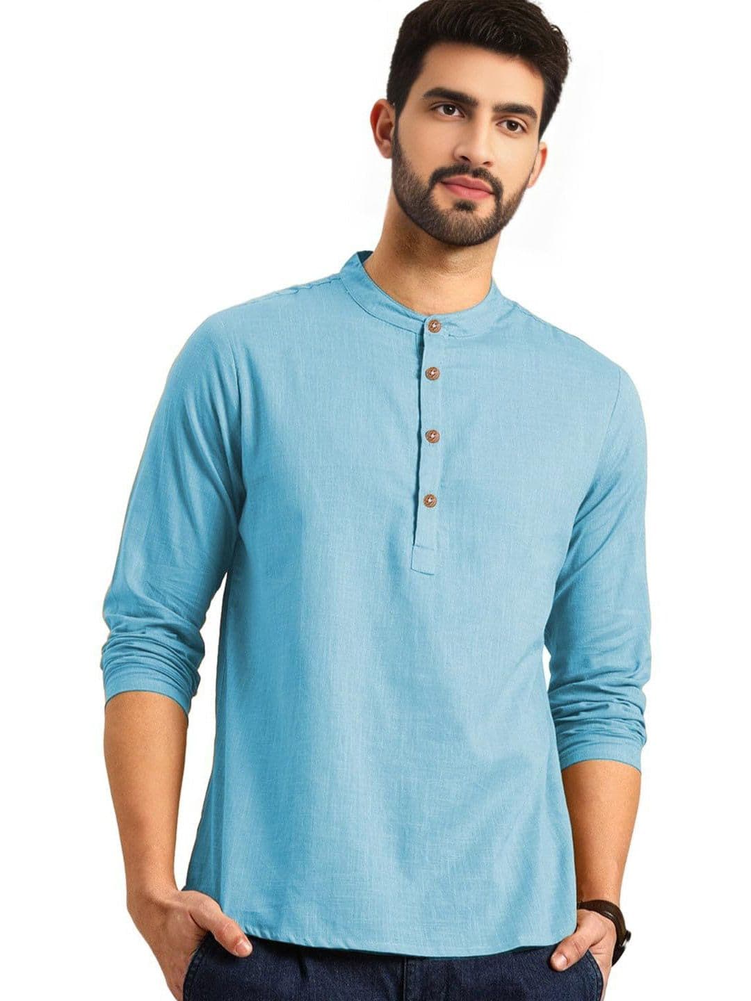 TrendiVastra Men Mandarin Collar Long Sleeves Straight Kurta - view 1