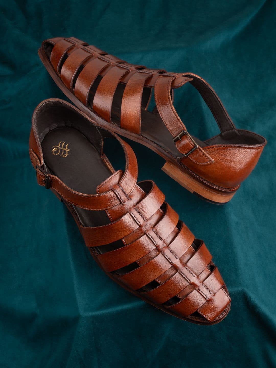 House of Pataudi Men Leather Casual Fisherman Sandals With Buckle - view 1