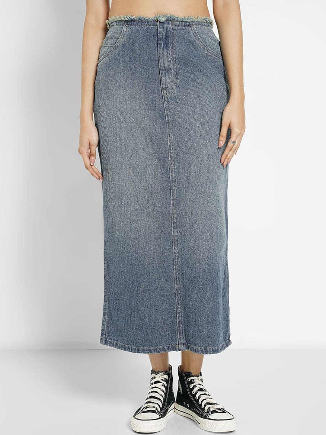SF JEANS by Pantaloons Women High-Rise Pure Cotton Straight Maxi Skirt - view 1