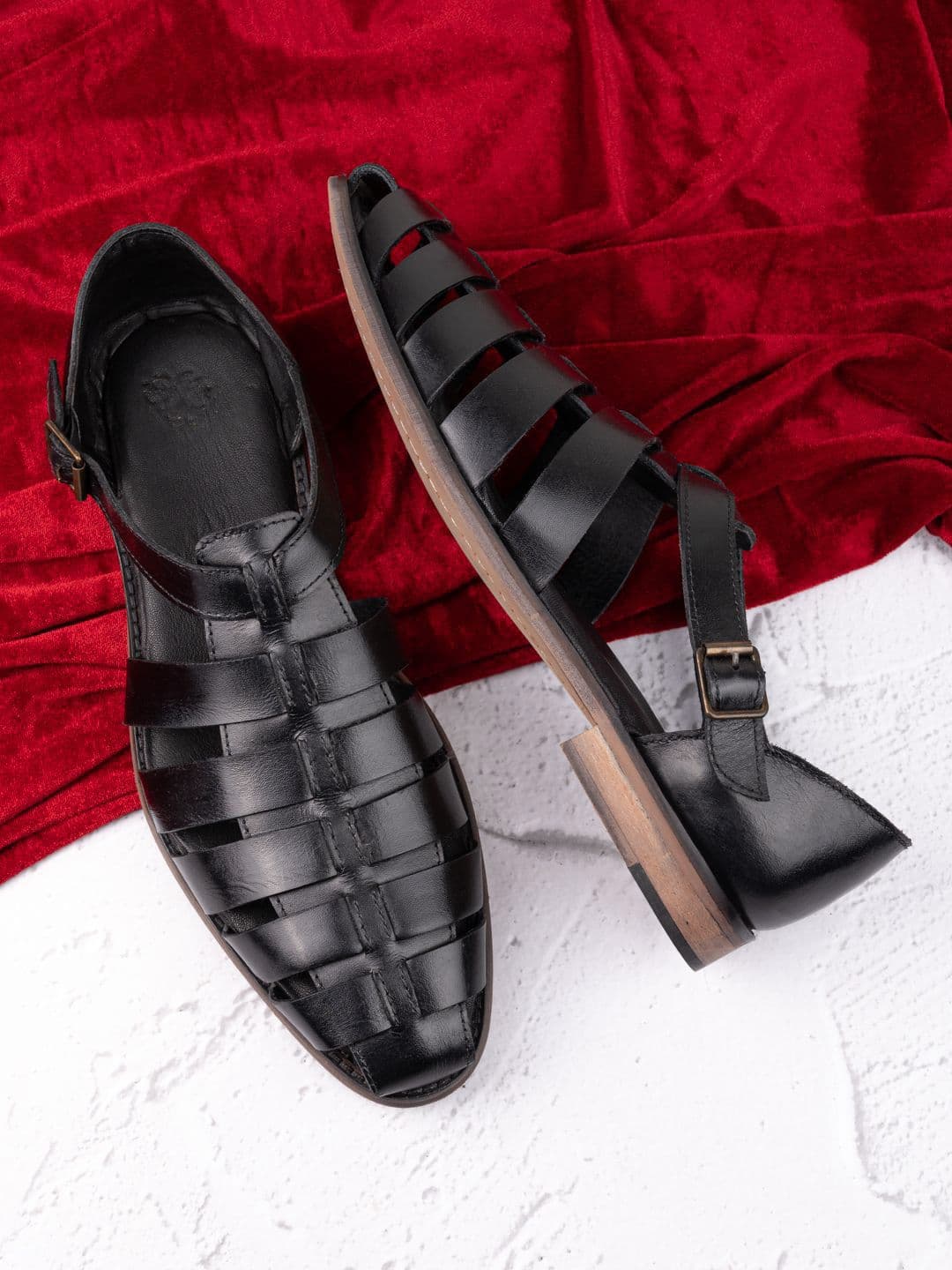 House of Pataudi Cushioned footbed Leather Fisherman Sandals - view 1