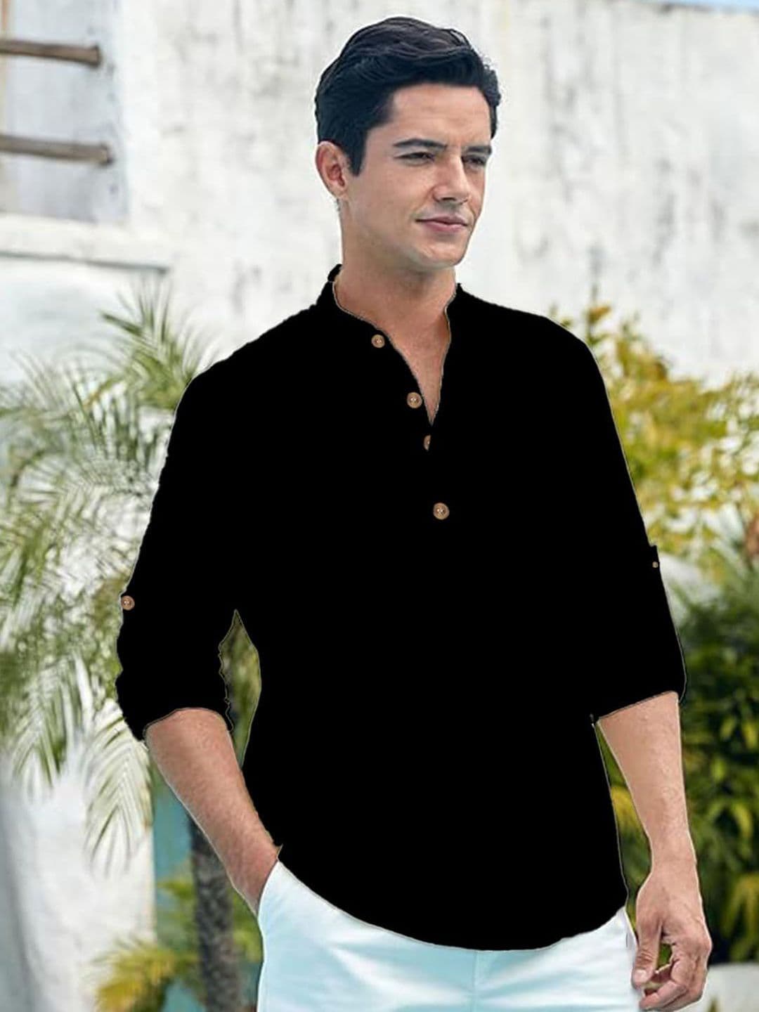 TrendiVastra Mandarin Collar A-Line Cotton Kurta - view 1