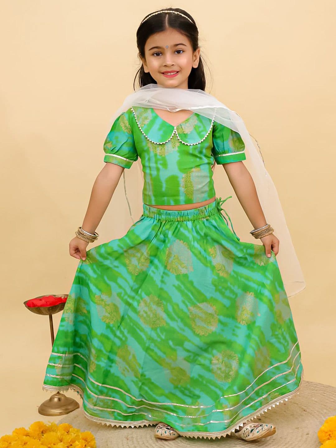UNBIND Girls Printed Gotta Patti Cotton Ready to Wear Lehenga & Choli With Dupatta - view 1