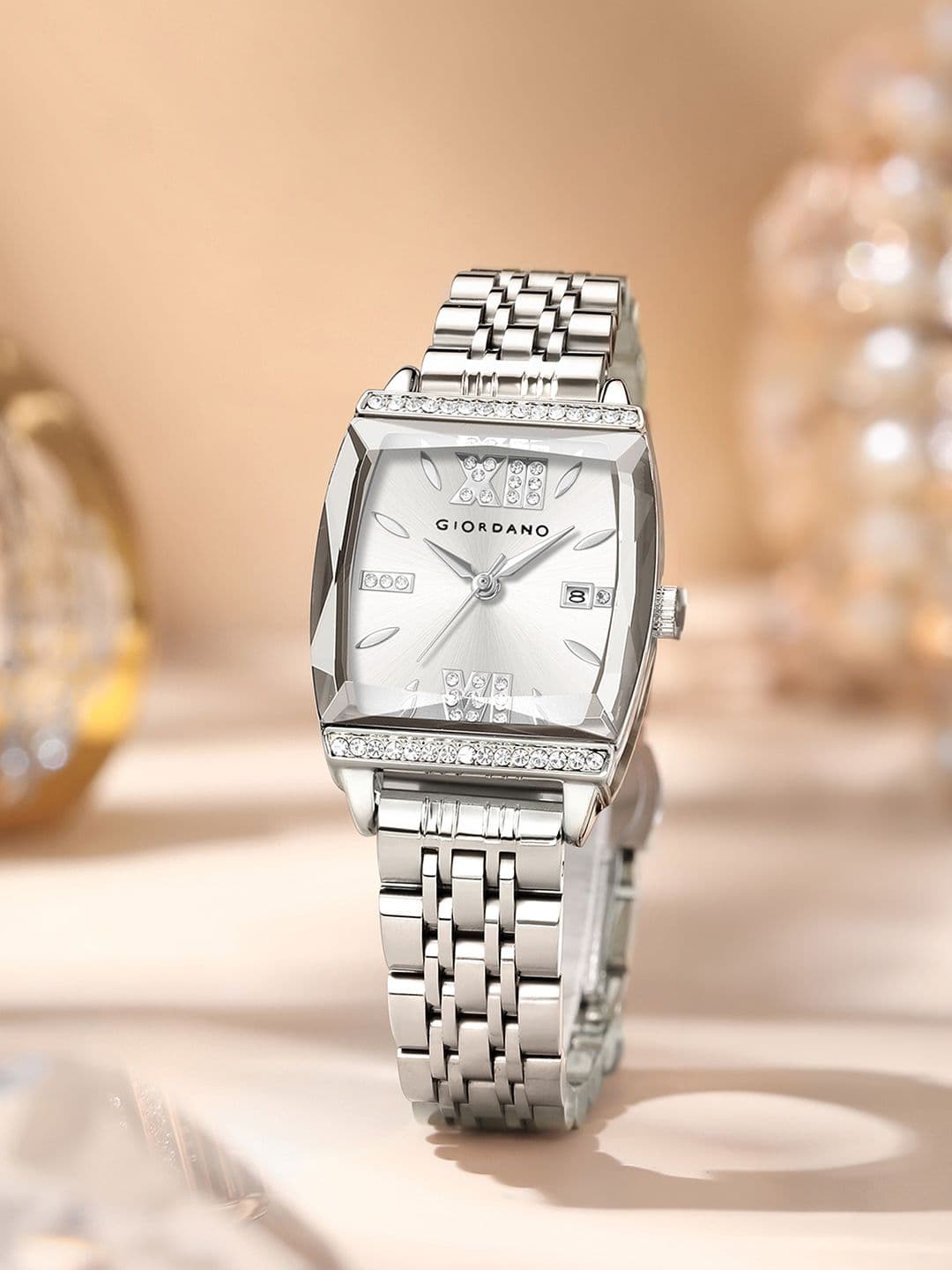 Giordano Analog Watch with for Women - Cut Glass Square Dial and Stainless Steel Strap - view 1