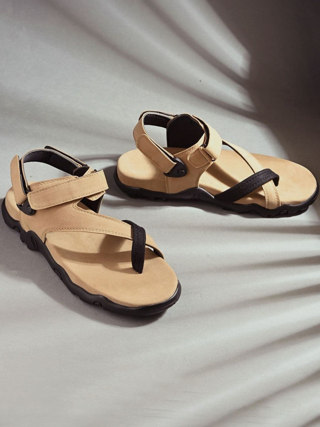 Roadster Men Beige Synthetic Suede Comfort Sandals - view 1
