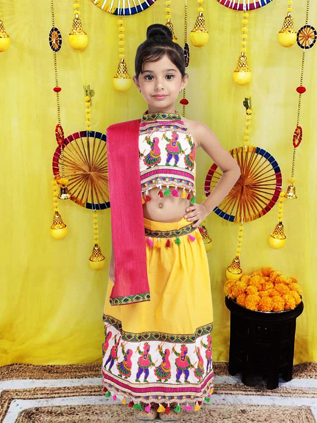 BownBee Girls Thread Work Cotton Lehenga With Choli & Dupatta - view 1