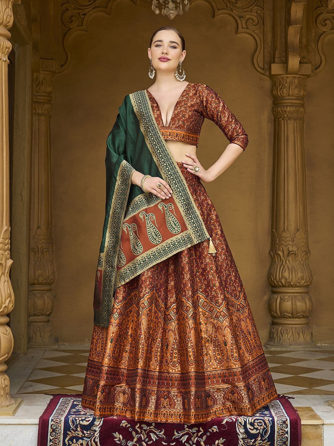 PURVAJA Woven Design Art Silk Lehenga & Unstitched Blouse With Dupatta - view 1