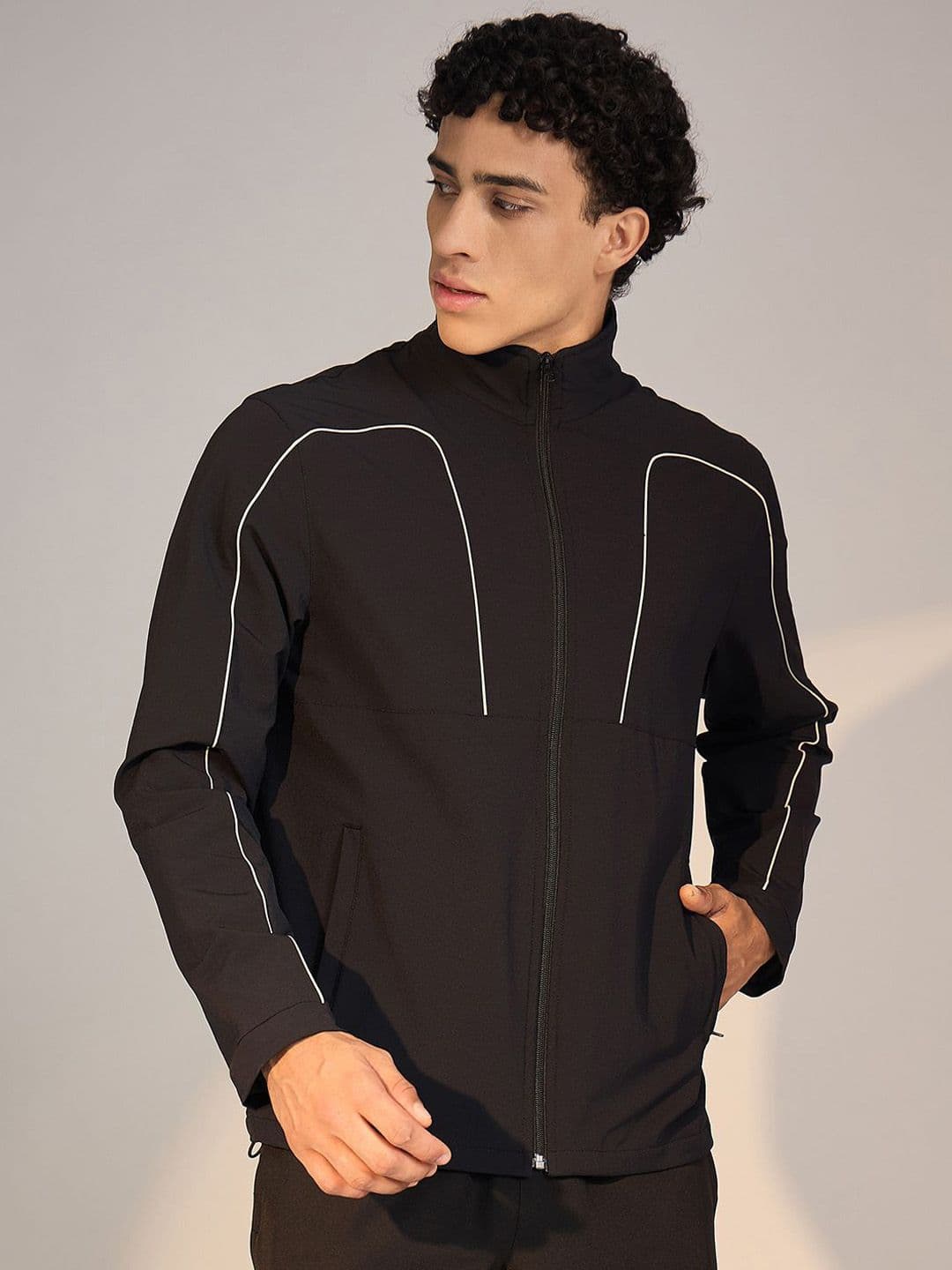 SG Men Geometric Stand Collar Sporty Jacket - view 1