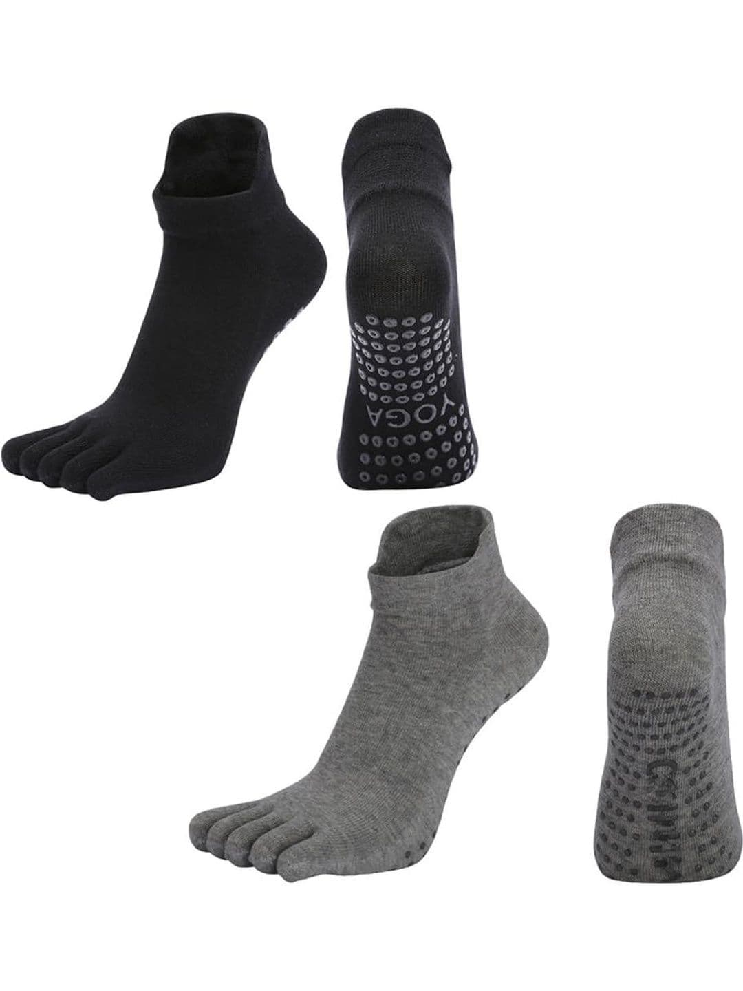NESKA MODA Unisex Black & Grey Set of 2 Ankle Length Cotton Socks - view 1