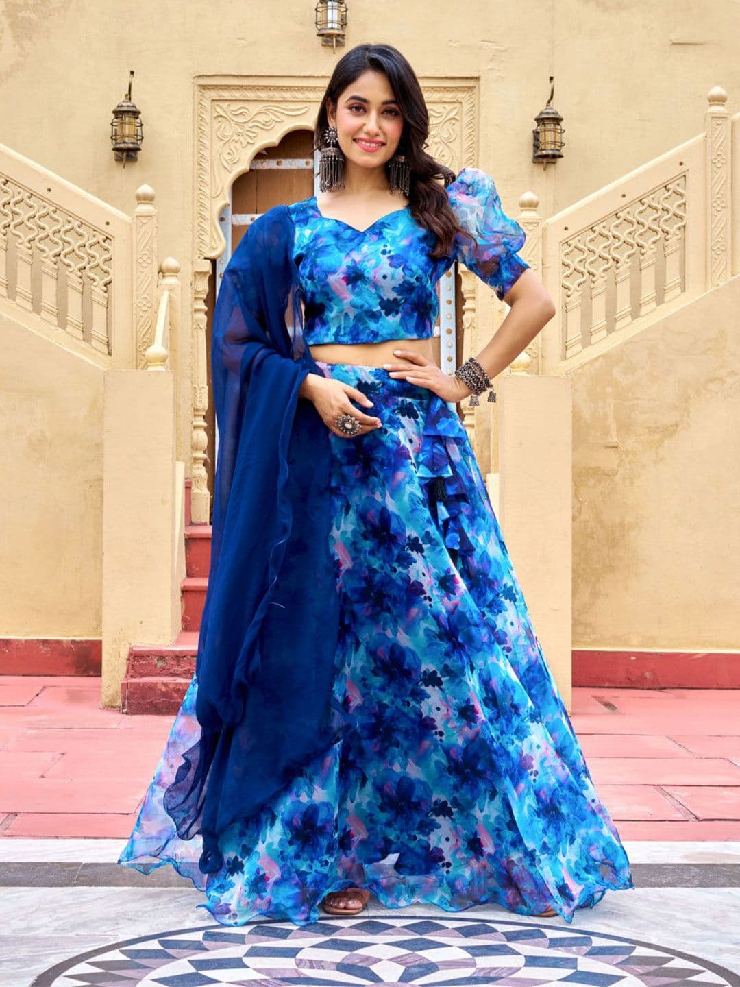 LIPS CROWN Printed Semi-Stitched Lehenga With Choli & Dupatta - view 1
