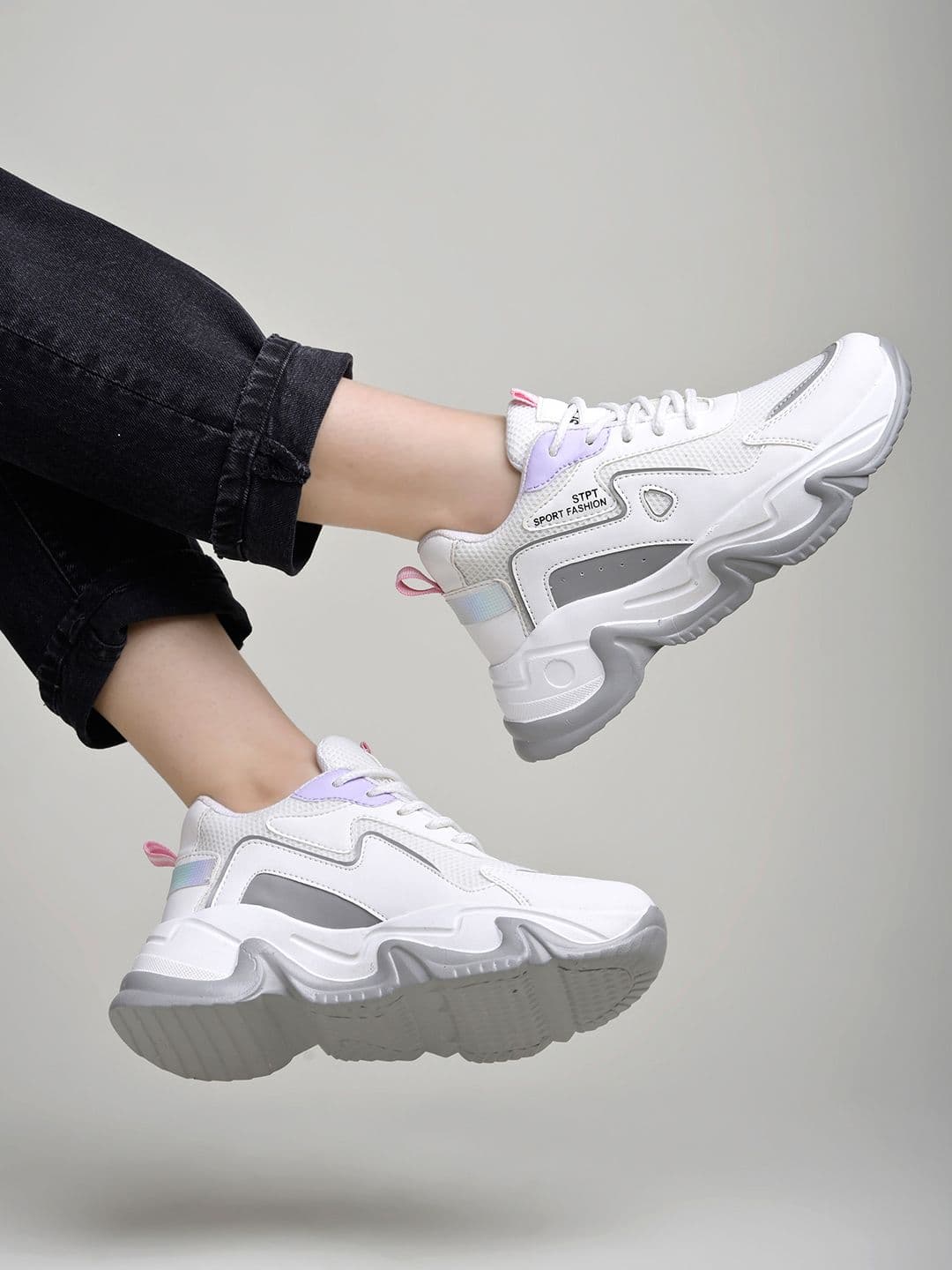 Stylestry Women Lace Up Colourblocked Sneakers - view 1