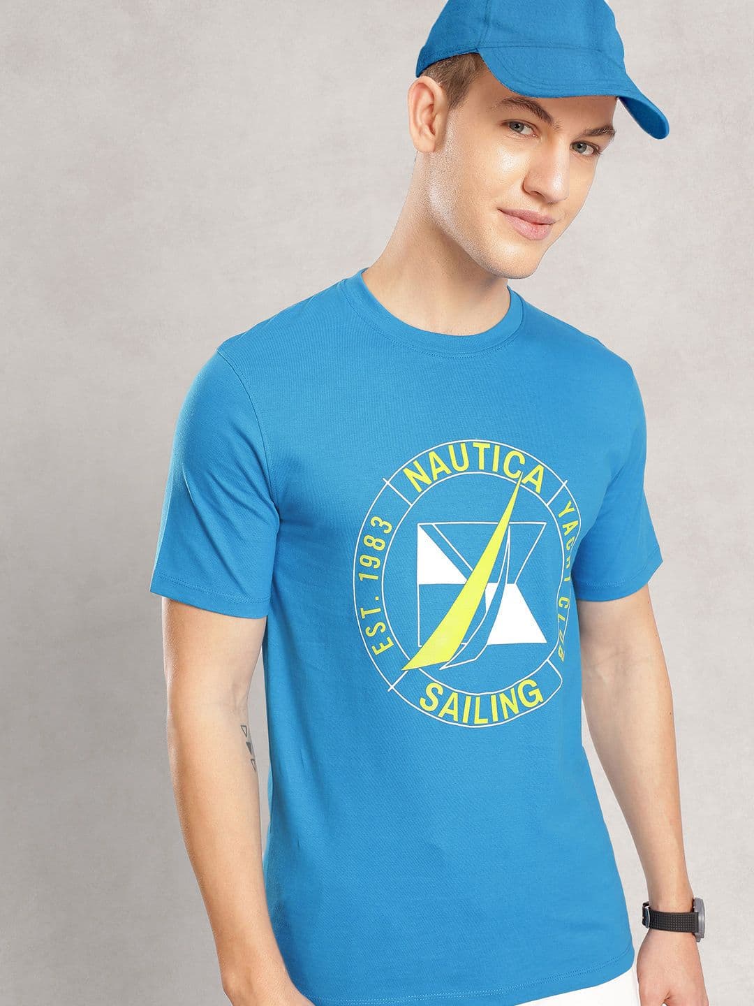 Nautica Brand Logo Printed Pure Cotton T-shirt - view 1