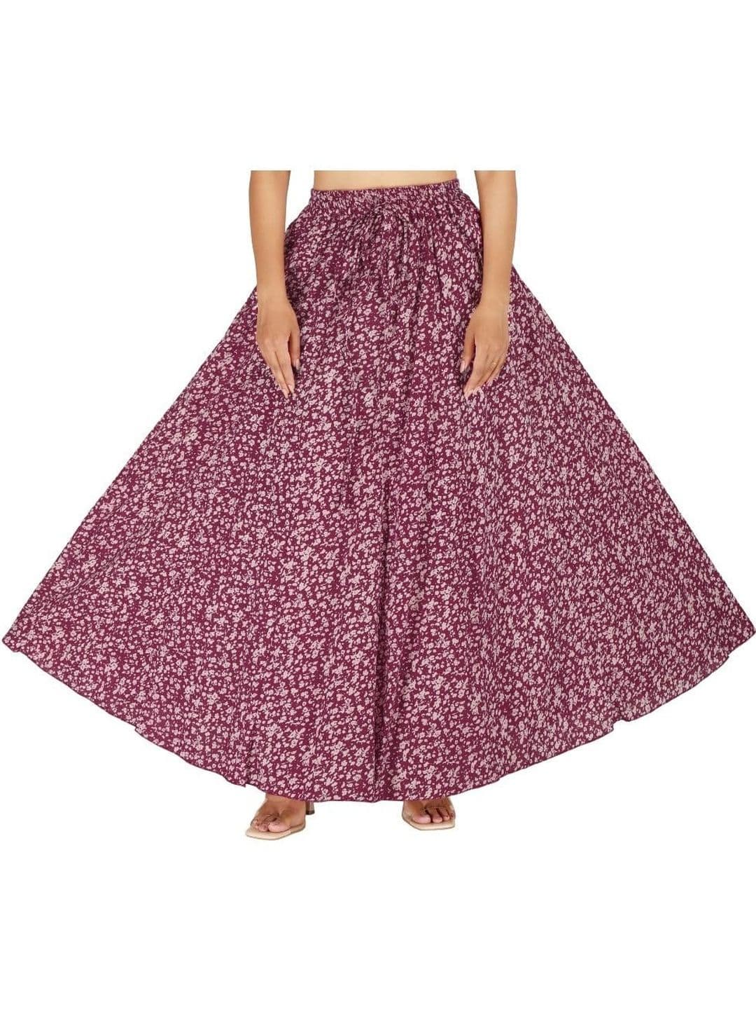 Sttoffa Women Purple Floral Printed Slip-On Pure Cotton Flared Skirts - view 1