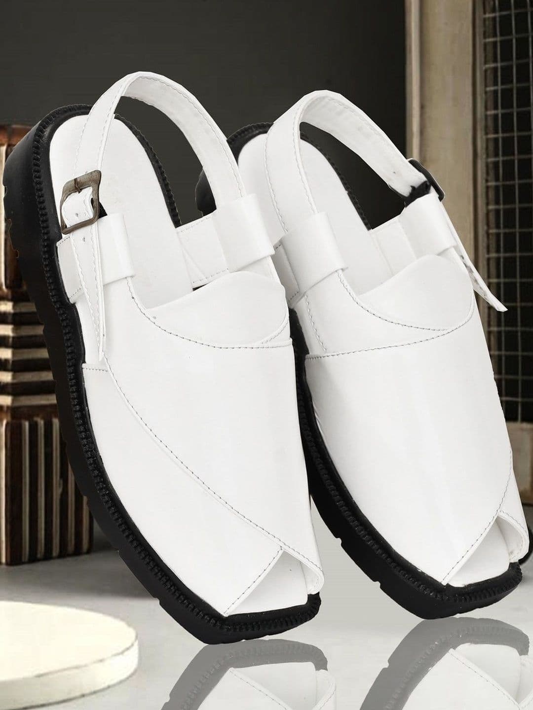 VATELIO Men White Synthetic Buckle Shoe-Style Sandals - view 1
