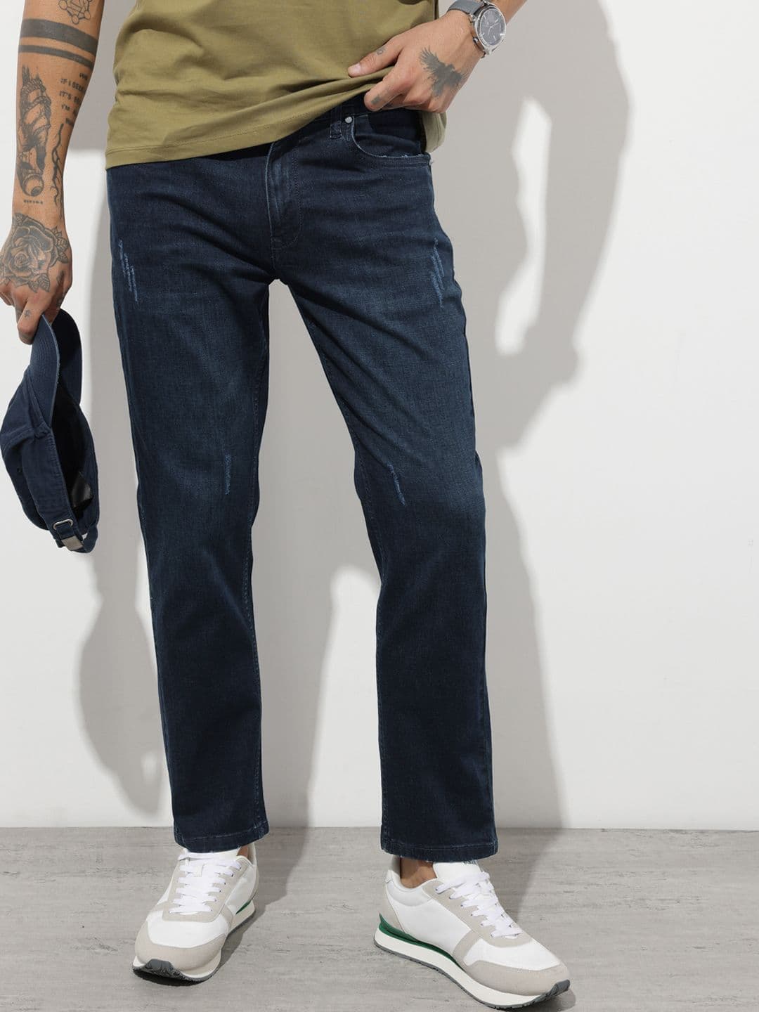 The Roadster Life Co. Men Slim Fit Low Distress Light Fade Stretchable Jeans - view 1