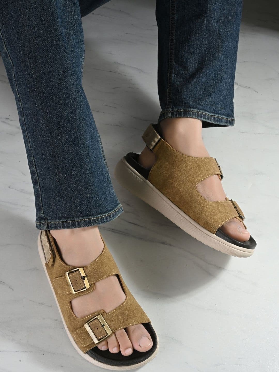 Roadster Men Beige Velcro Comfort Sandals - view 1
