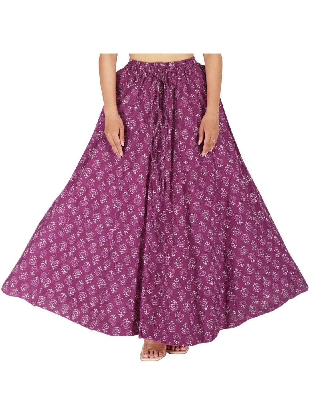 Sttoffa Women Purple Pure Cotton Flared Maxi Skirt - view 1