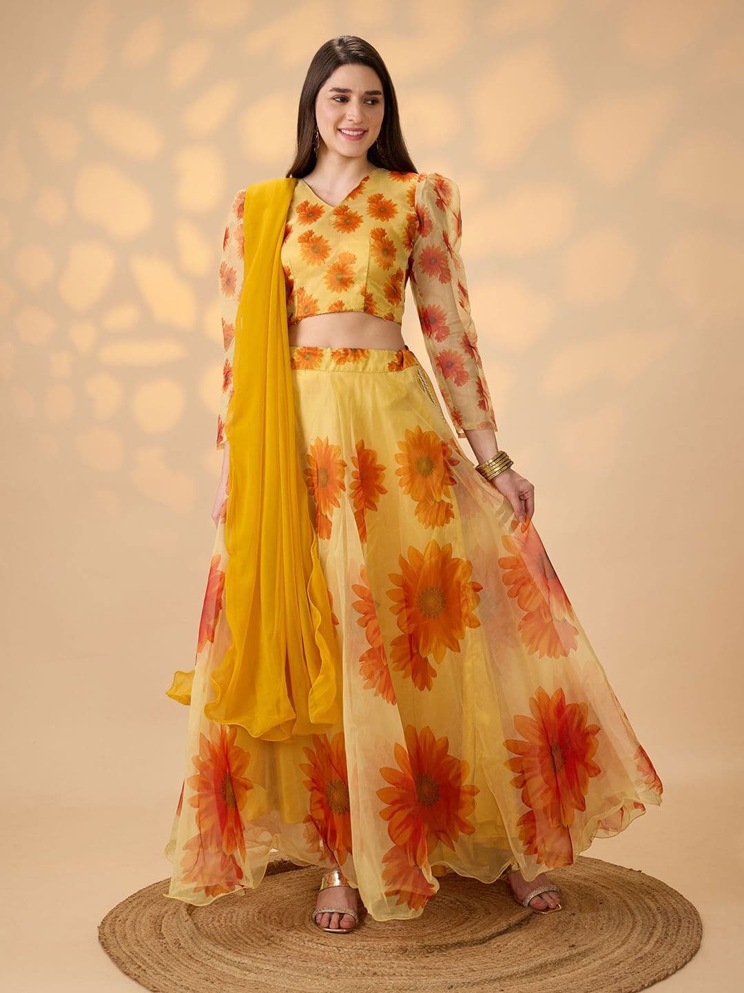 LIPS CROWN Printed Semi-Stitched Lehenga With Choli & Dupatta - view 1