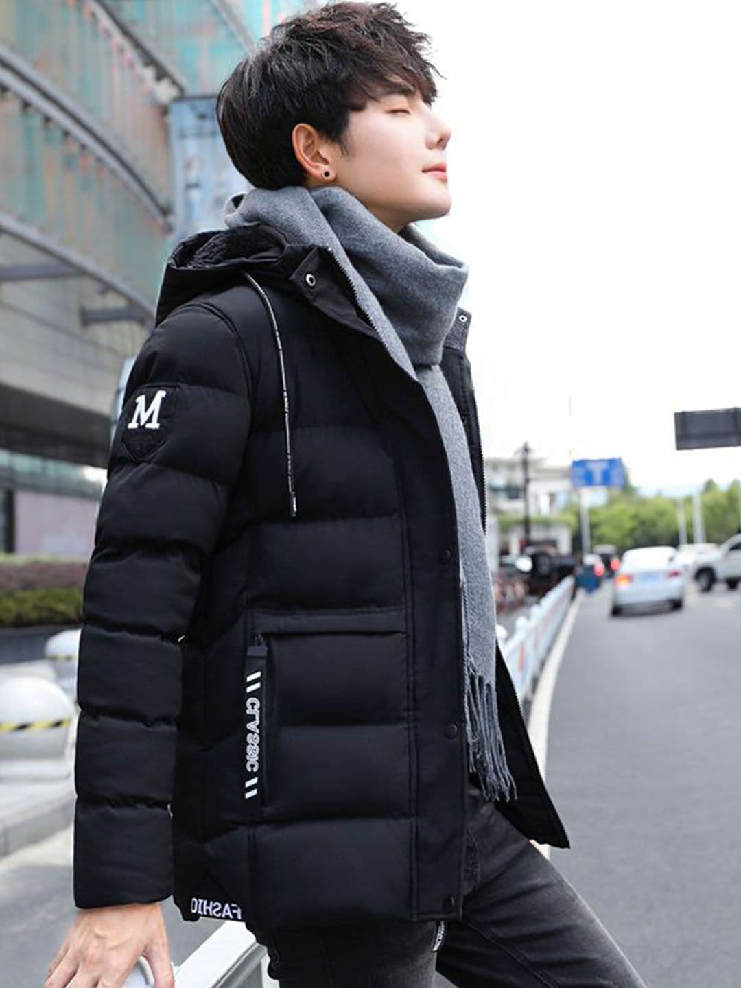 StyleCast x Revolte Men Typography Printed Hooded Insulator Outdoor Padded Jacket - view 1
