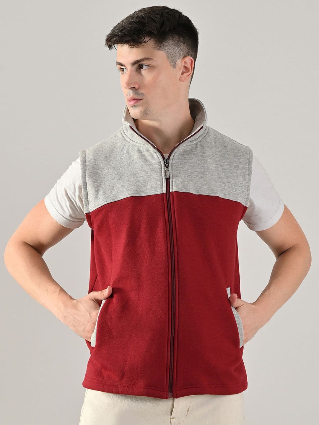 BAESD Men Stand Collar Colourblocked Lightweight Tailored Jacket - view 1