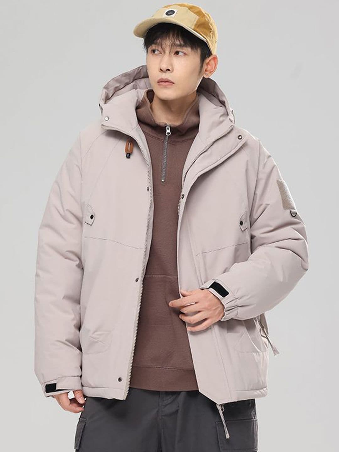 StyleCast x Revolte Khaki Solid Insulator Padded Jacket with Hood - view 1