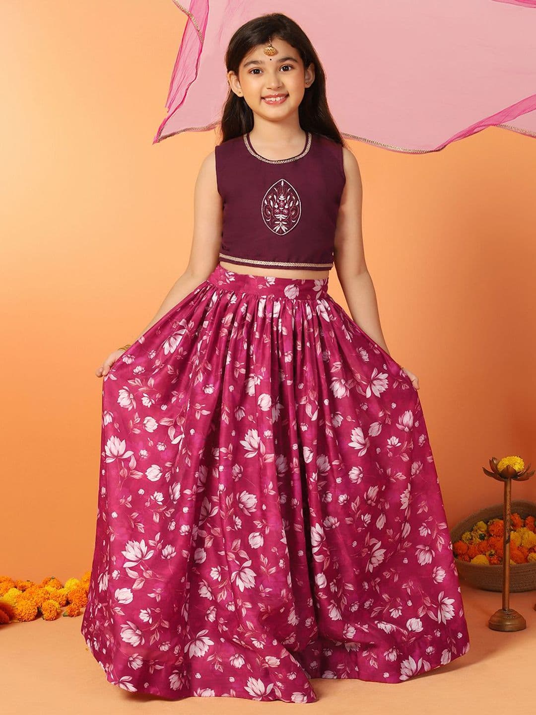 BAESD Girls Embroidered Ready to Wear Lehenga & Blouse With Dupatta - view 1