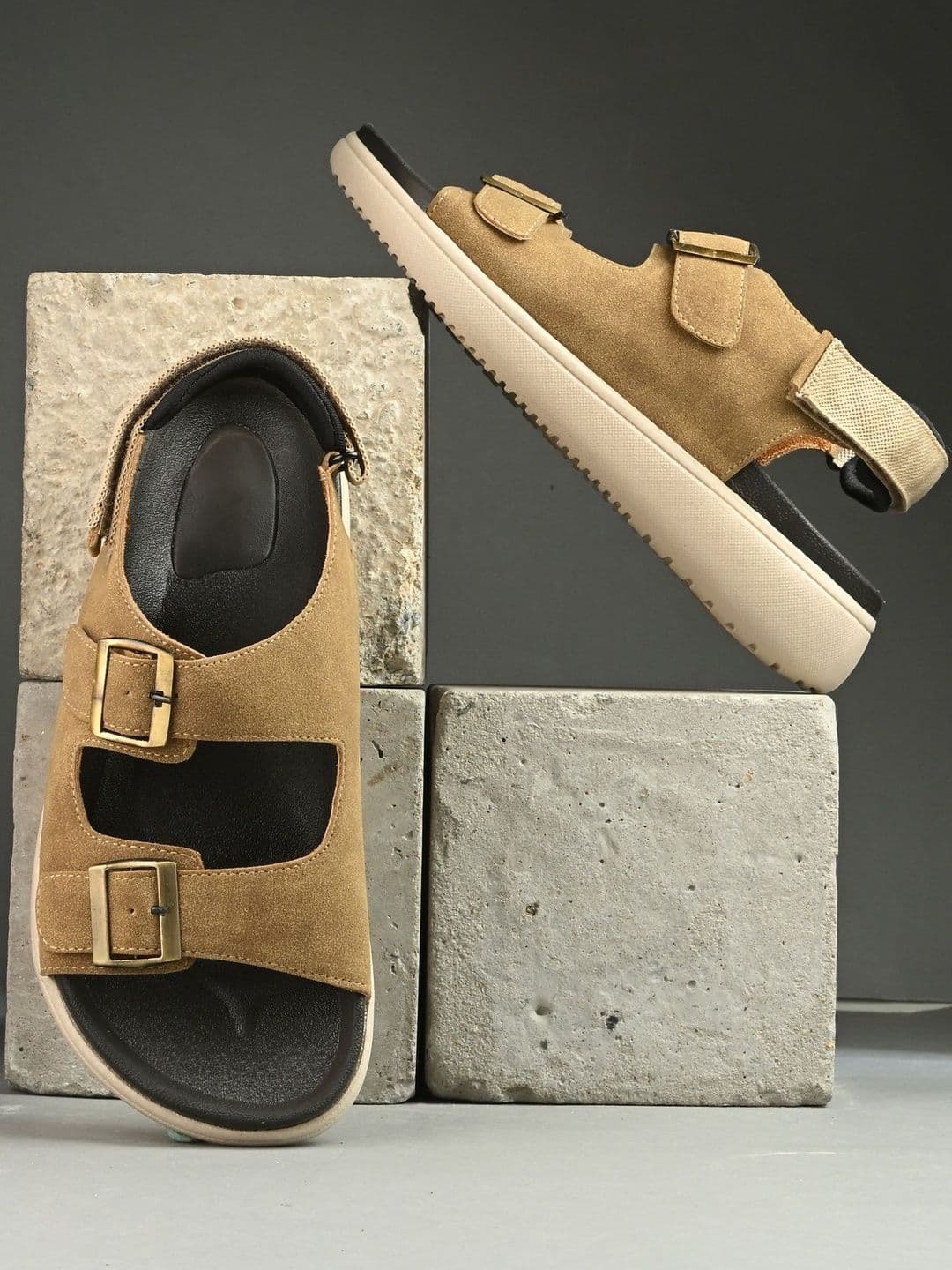 Roadster Men Beige Velcro Comfort Sandals - view 1