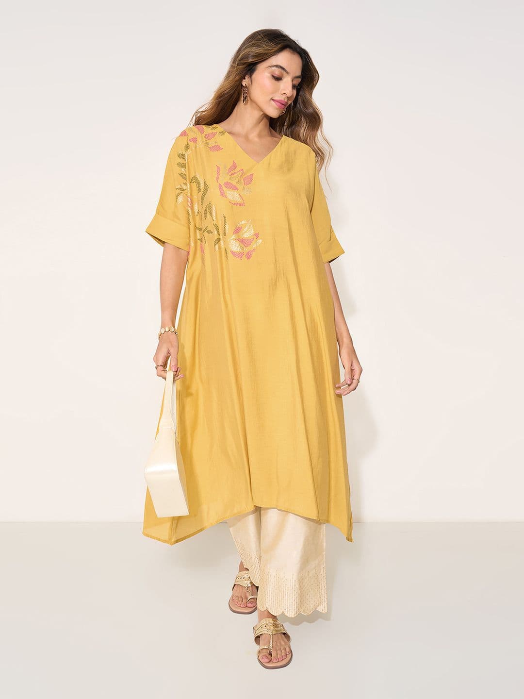 RANGMANCH BY PANTALOONS Women Floral Printed Fusion Straight Kurta - view 1