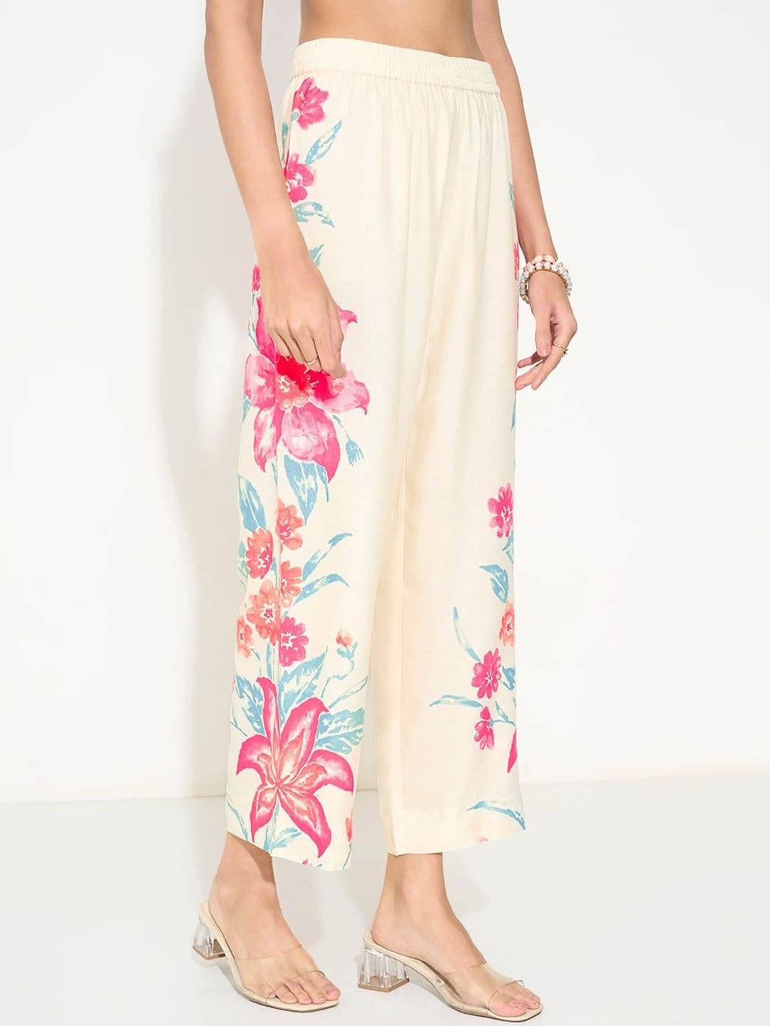 RANGMANCH BY PANTALOONS Floral Printed Straight Palazzos - view 1