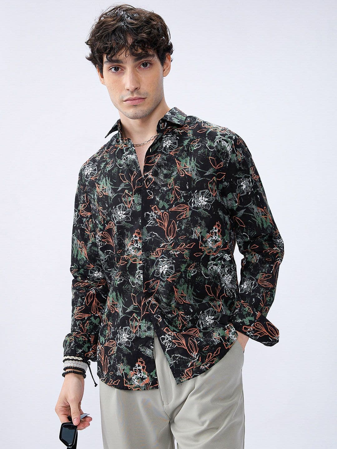 VASTRADO Men Classic Fit Floral Printed Spread Collar Cotton Casual Shirt - view 1
