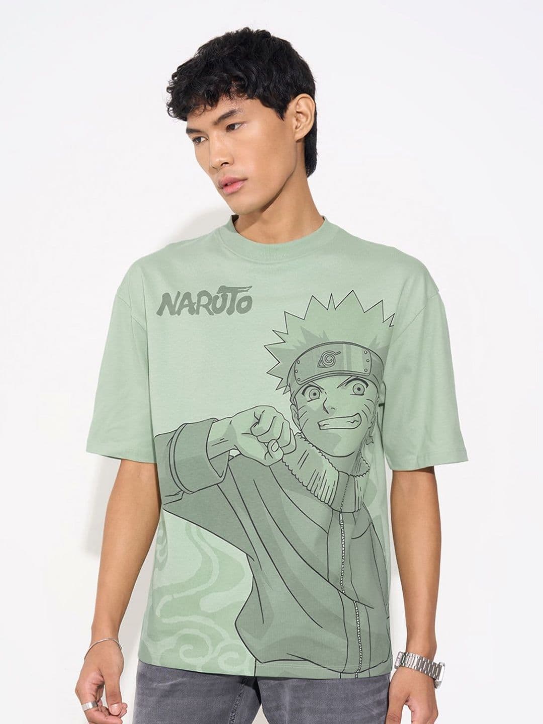 SF JEANS by Pantaloons Men Naruto Character Printed Round Neck Pure Cotton T-shirt - view 1