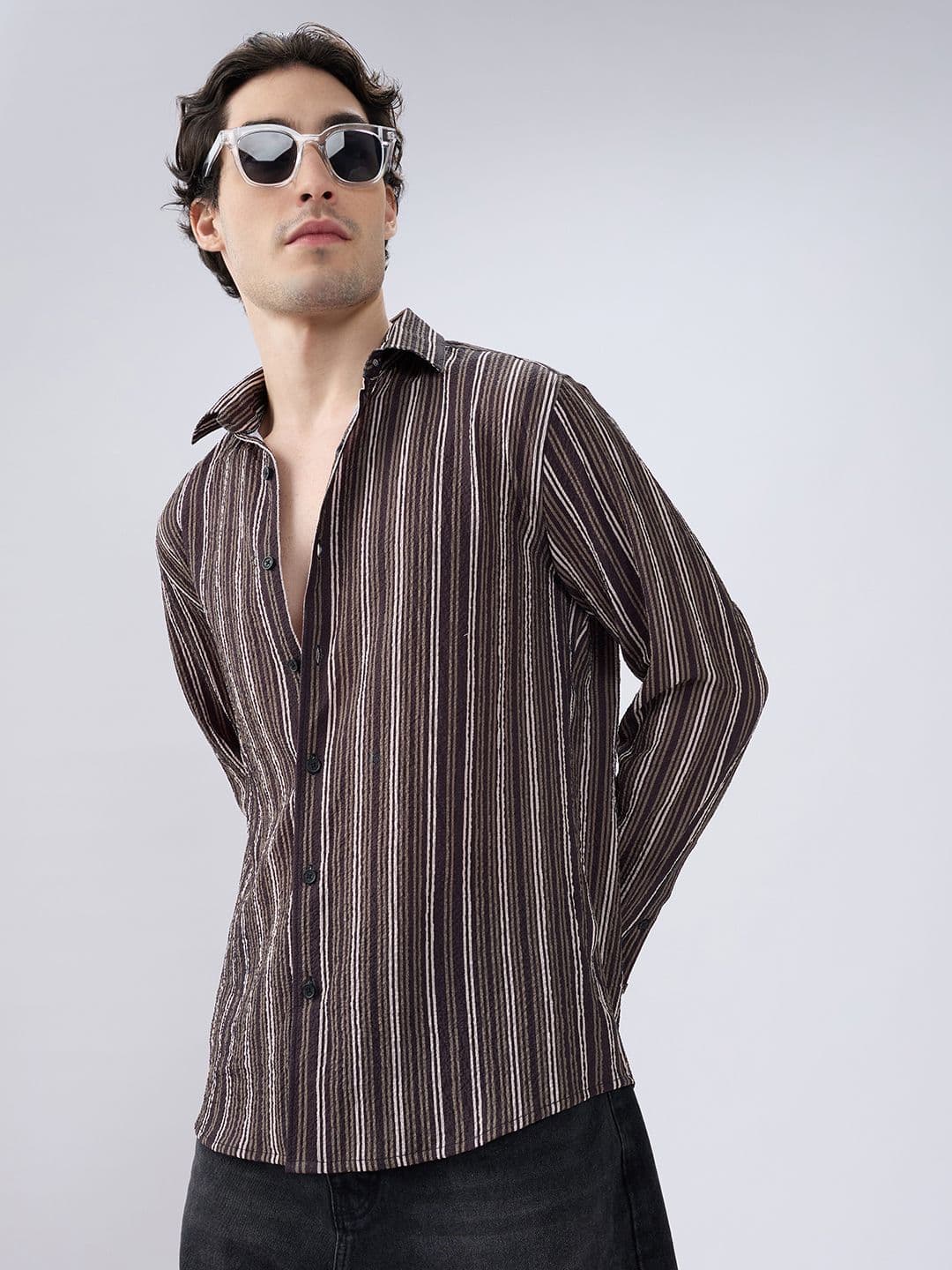 VASTRADO Men Classic Fit Vertical Striped Spread Collar Casual Shirt - view 1