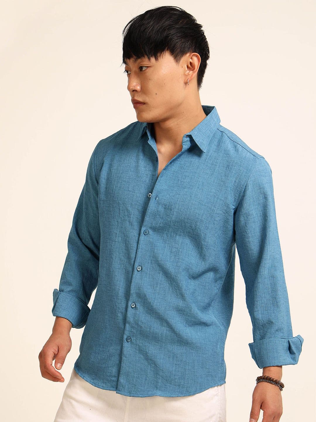 Bushirt Textured Long Sleeves Linen Regular Fit Shirt - view 1
