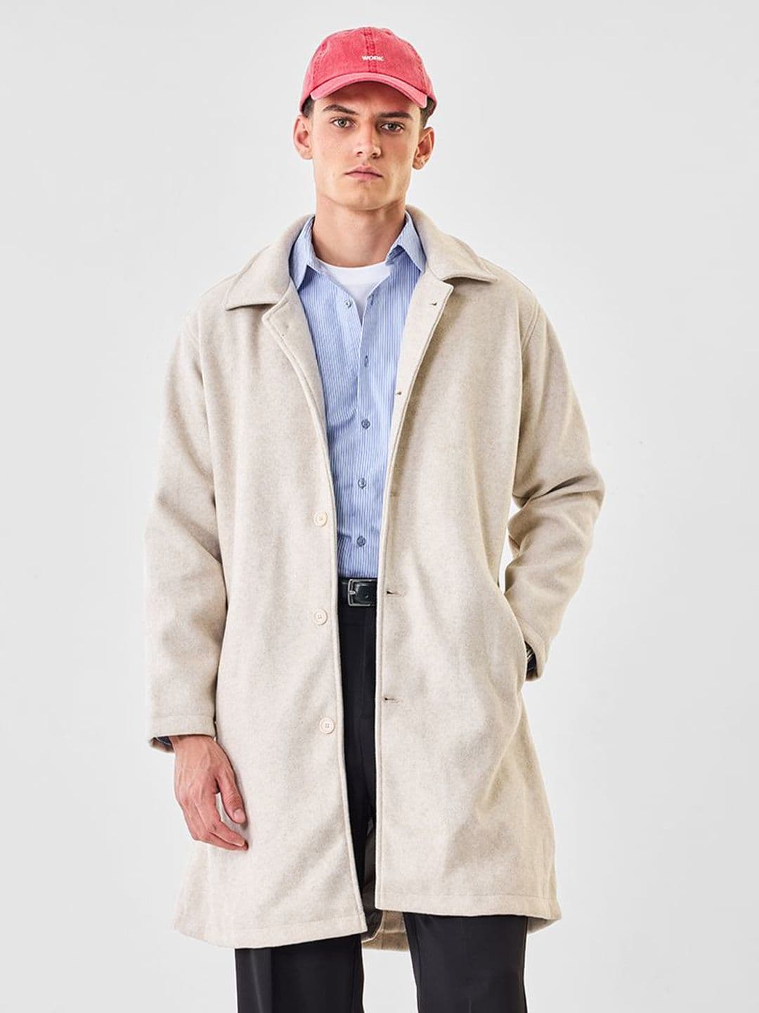 Snitch Men Lapel Collar Open Front Overcoat Jacket - view 1