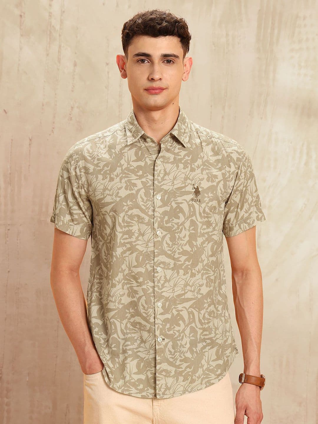 U.S. Polo Assn. Denim Co. Floral Printed Slim Fit Spread Collar Shirt - view 1
