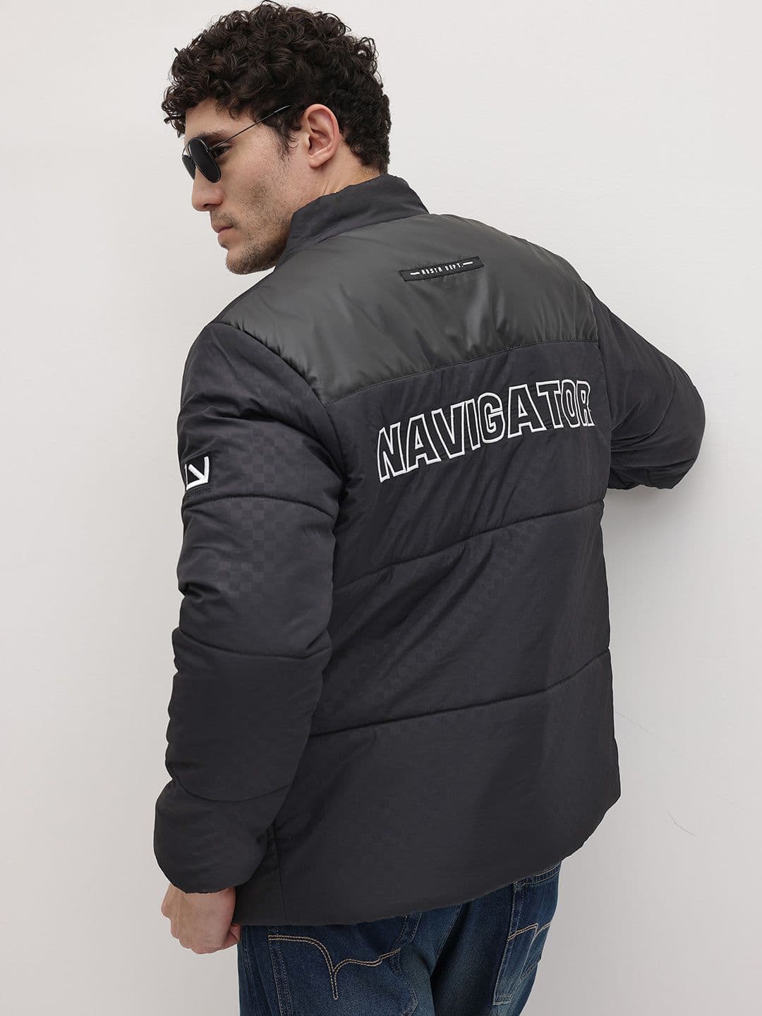 The Roadster Life Co. Embroidered Back Self-Checked Padded Jacket - view 1