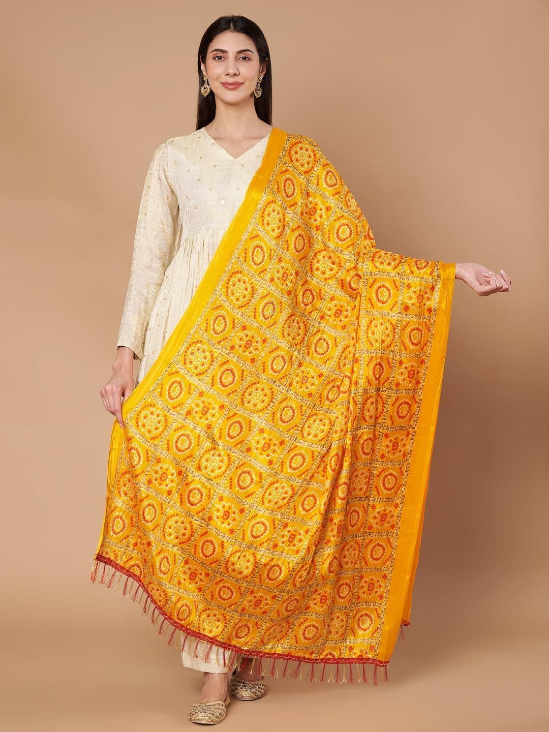 AKSHADEEP Bandhani Printed Dupatta With Tassels - view 1