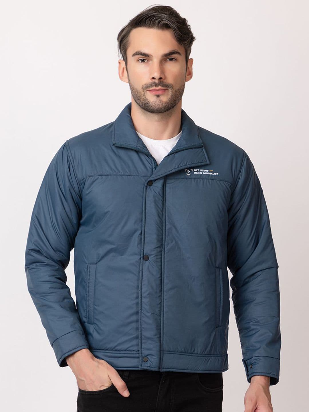 Seapen Men Stand Collar Solid Lightweight Padded Jacket - view 1
