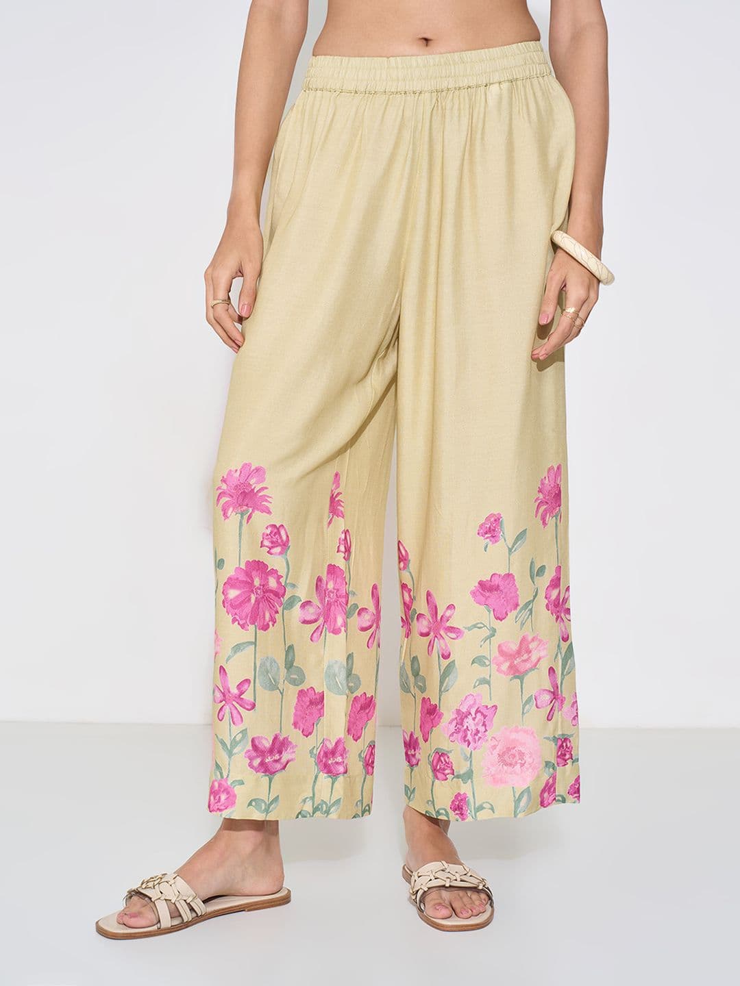 RANGMANCH BY PANTALOONS Floral Printed Flared Palazzos - view 1