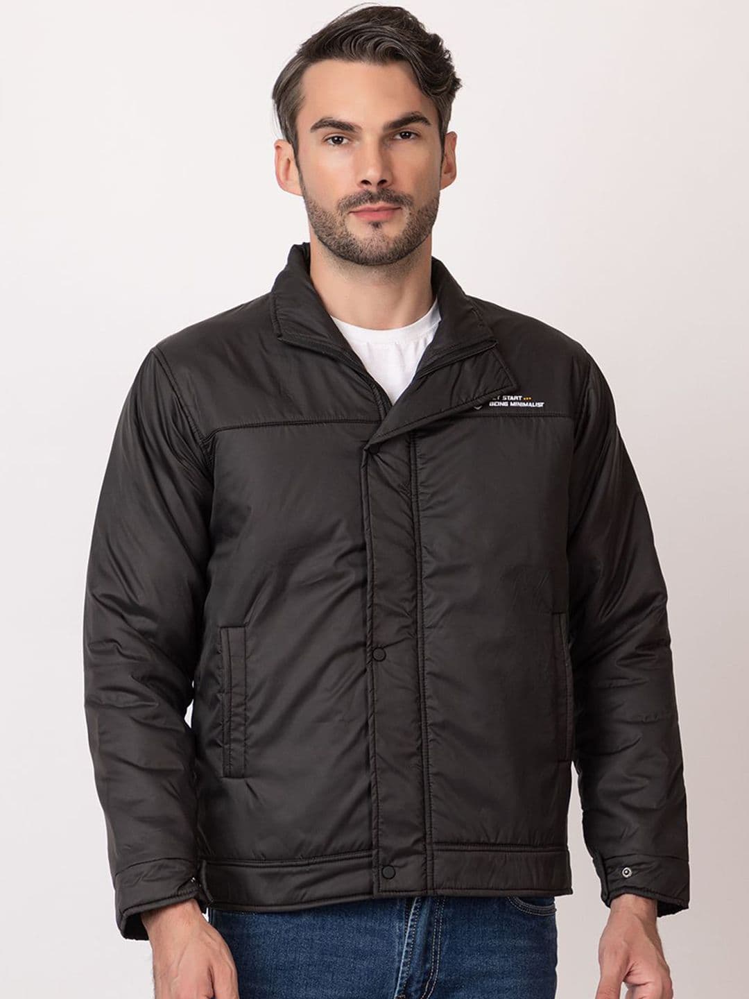 Seapen Men Stand Collar Solid Lightweight Puffer Jacket - view 1