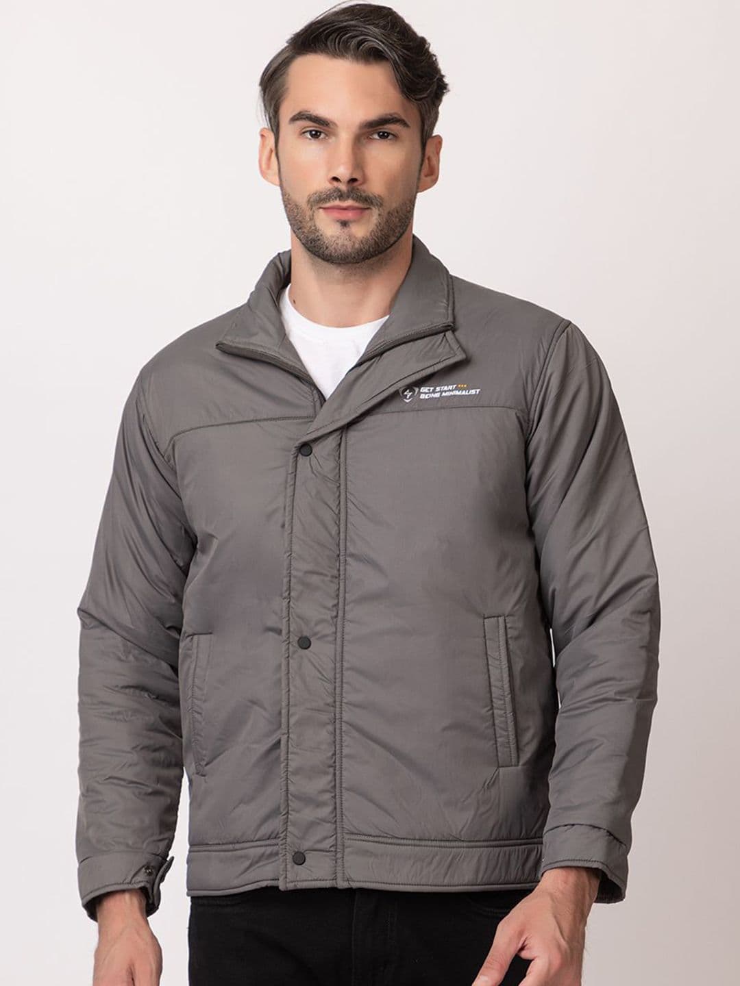 Seapen Men Stand Collar Solid Lightweight Padded Jacket