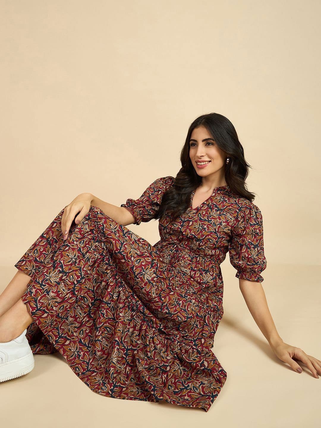 Krunal Raiyani Women Floral Printed Daily Flared Anarkali Kurta - view 1
