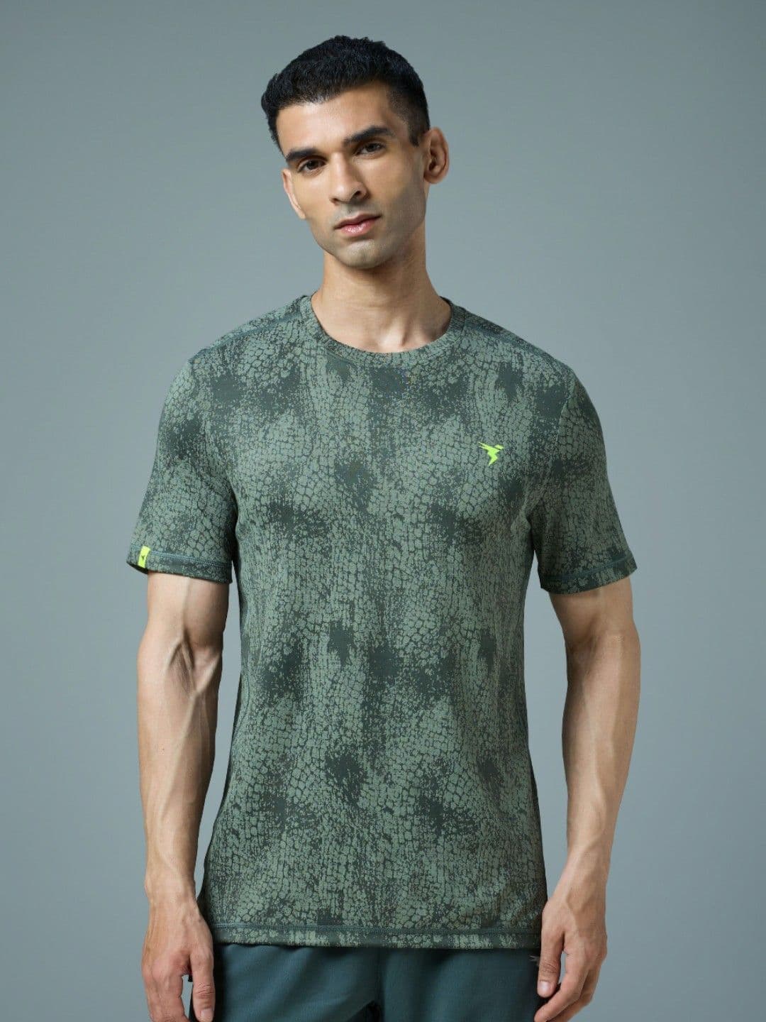 Technosport Men Anti Static Abstract Printed Round Neck Slim Fit T-shirt - view 1